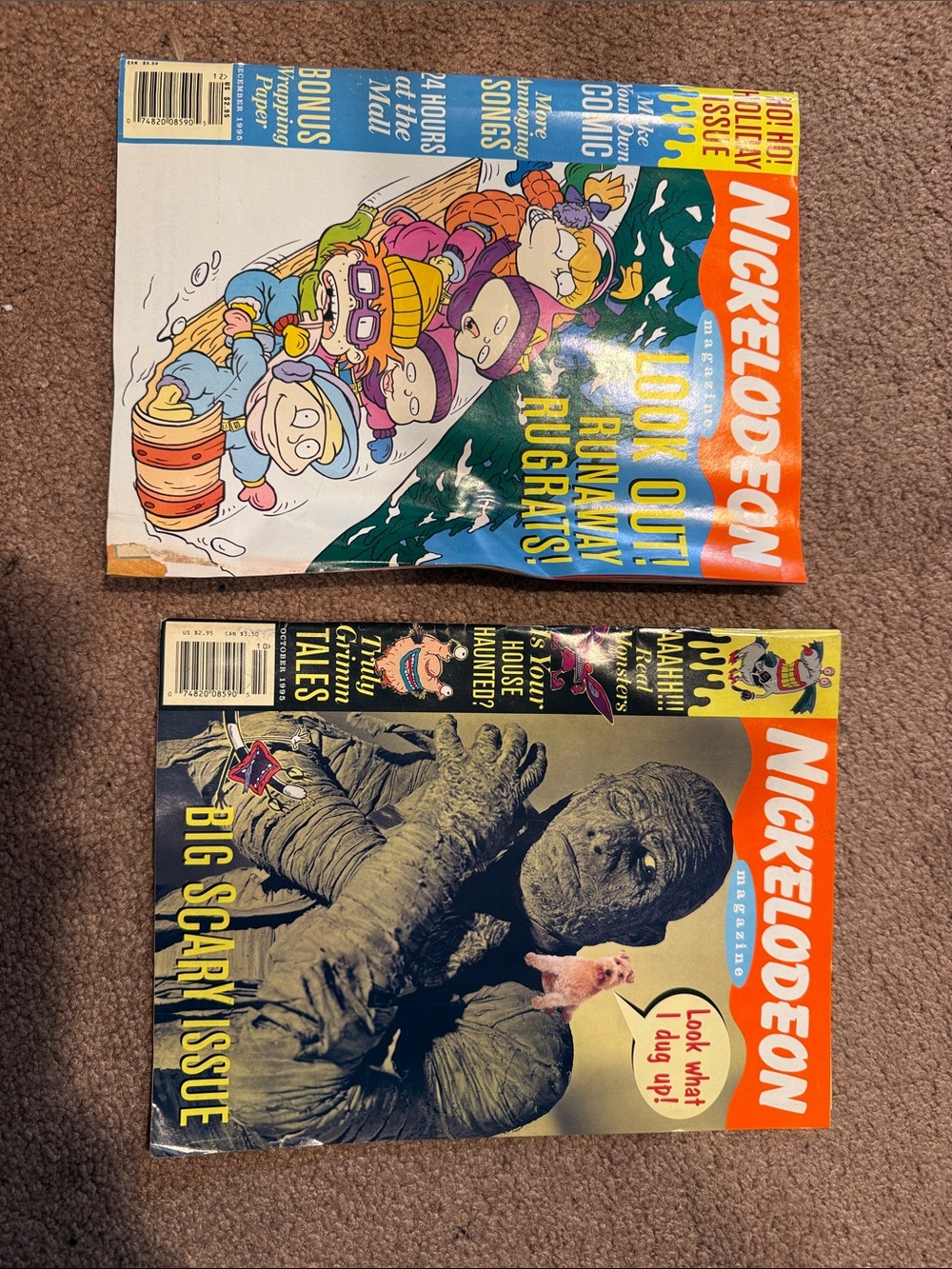 Vintage 1995 Nickelodeon Magazines. December and October editions.